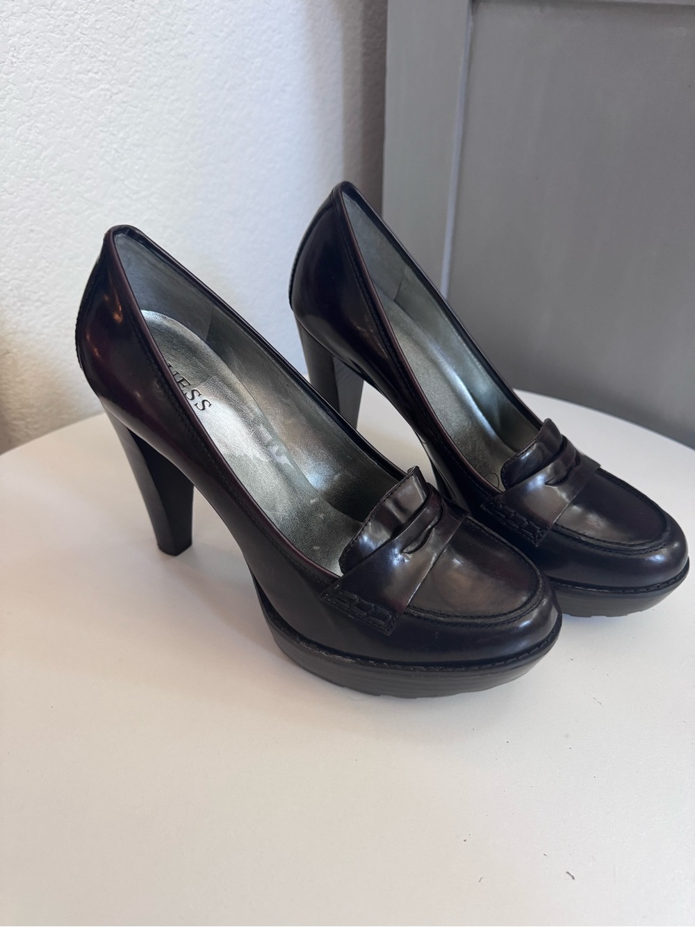 Guess Women's Burgundy Loafer-Style High Heels